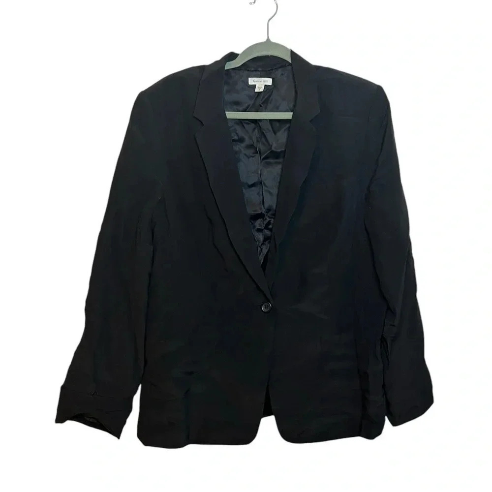 Garnet Hill Silk Black Satin Blazer